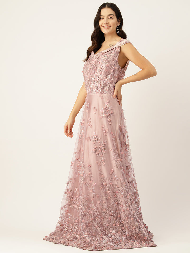 Desginer Pink Net Gown