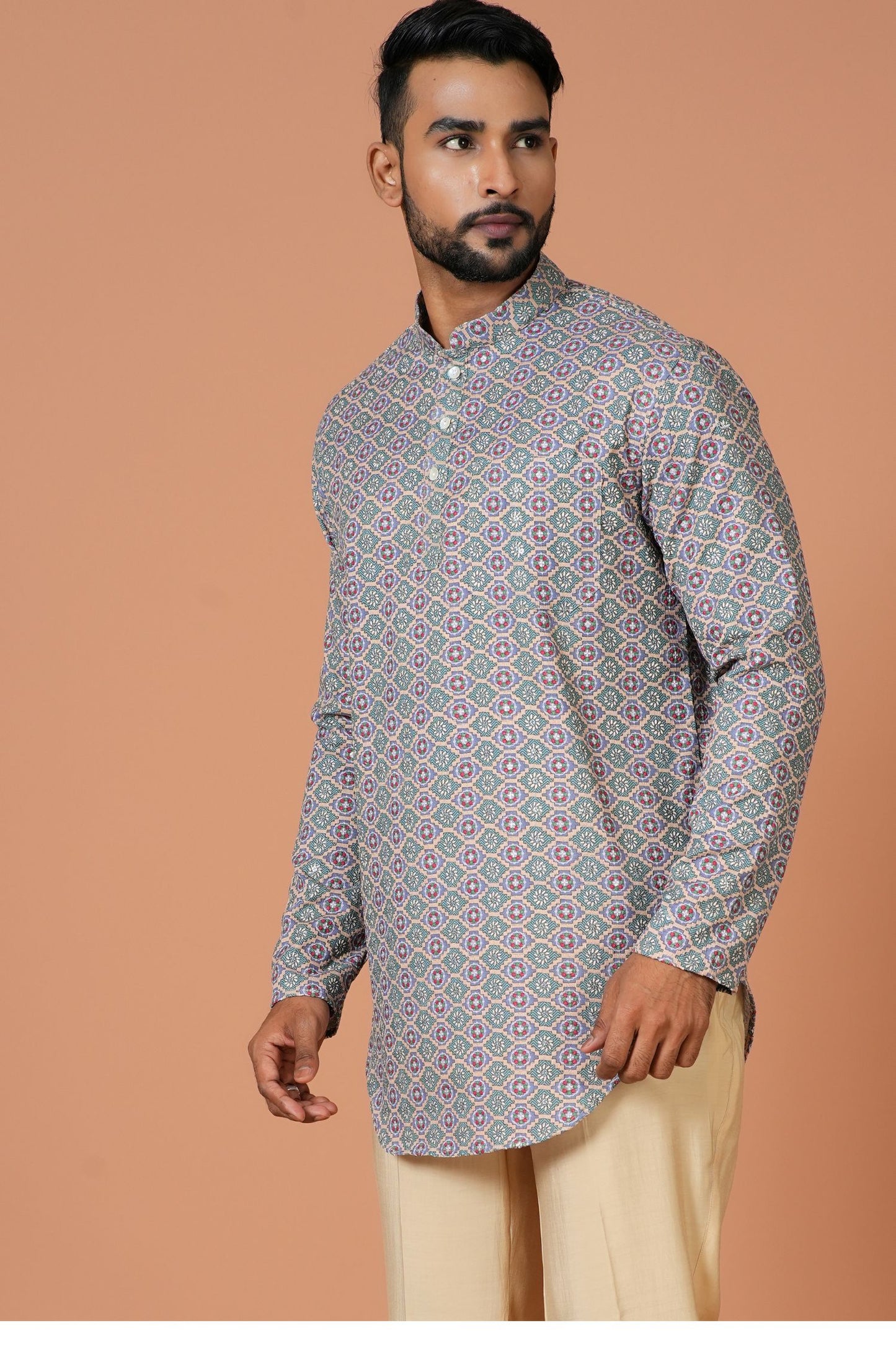 Designer Short Kurta In Grey