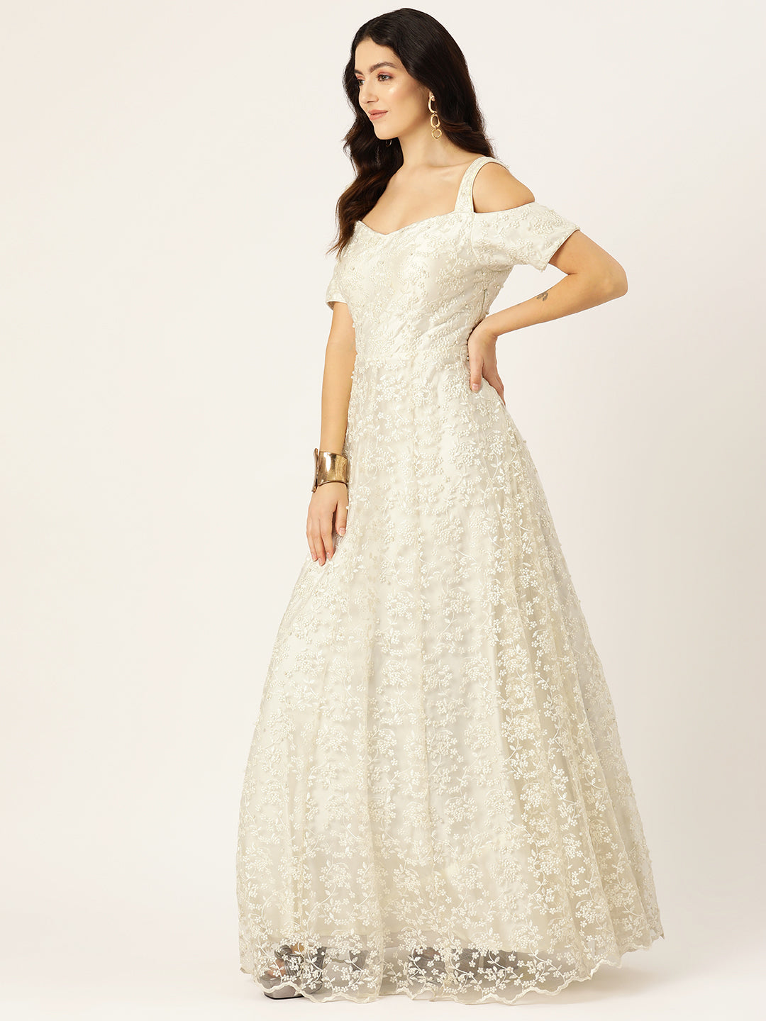 Desginer White Net Gown