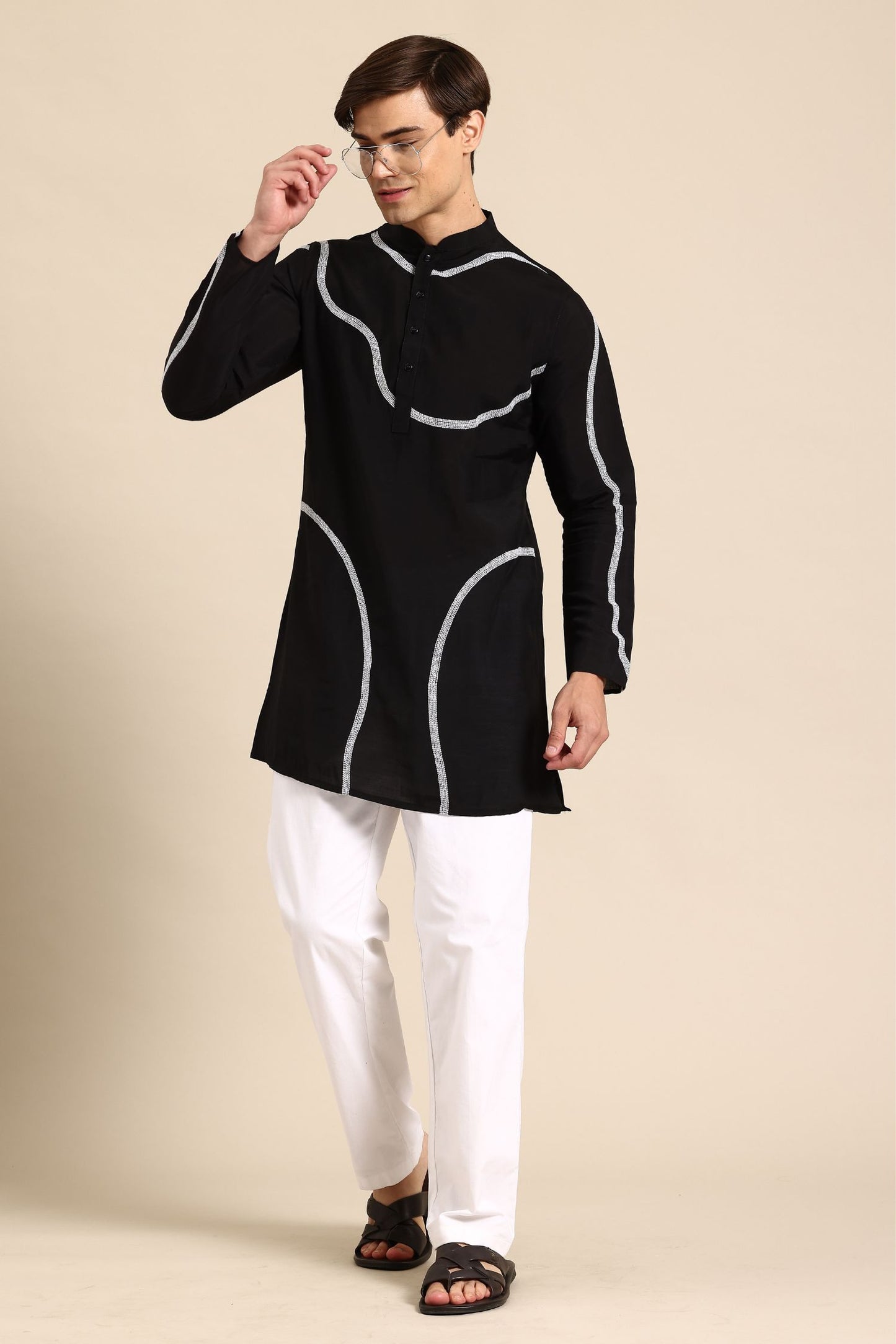 Designer Short Kurta In Black