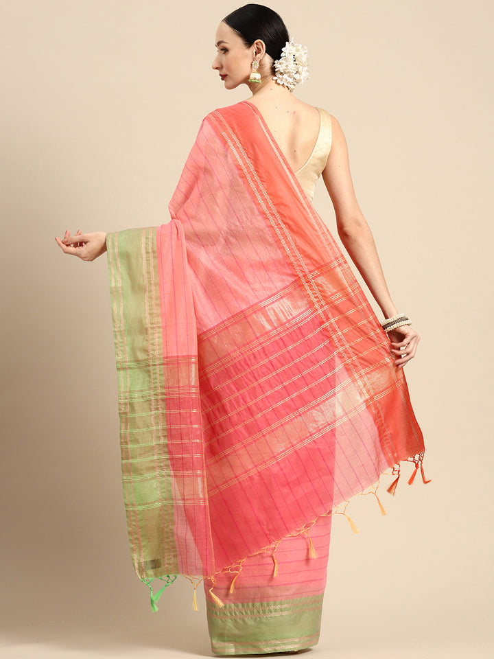 Designer Pink Linen Blend Saree3434