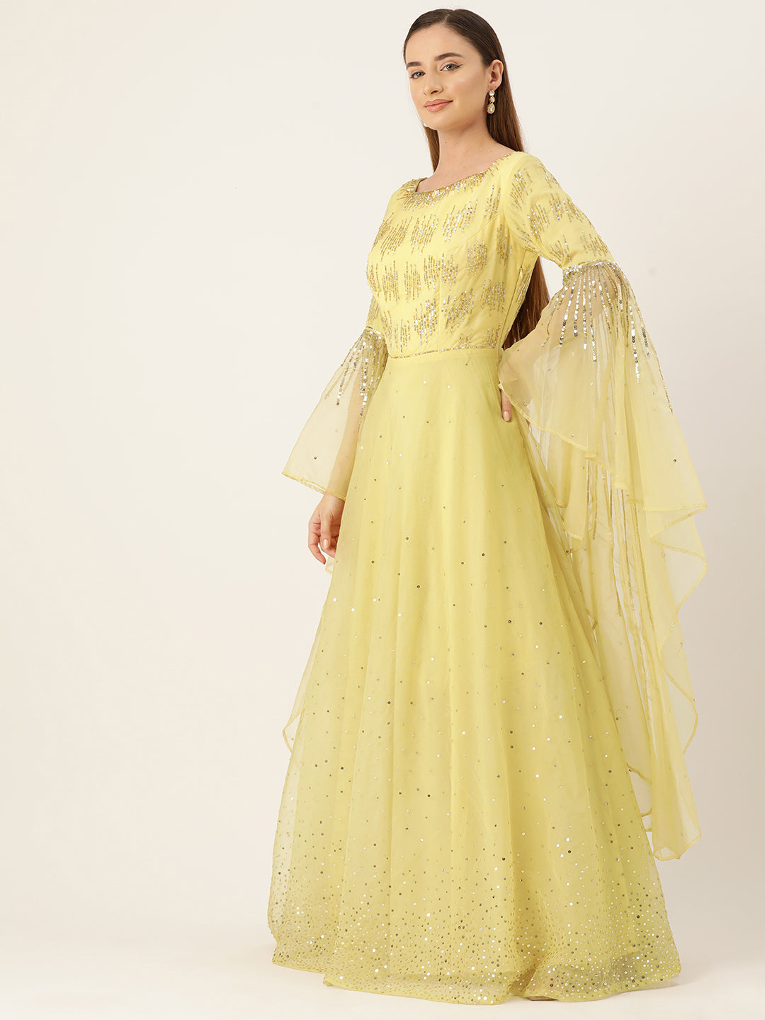 Desginer Yellow Net Gown