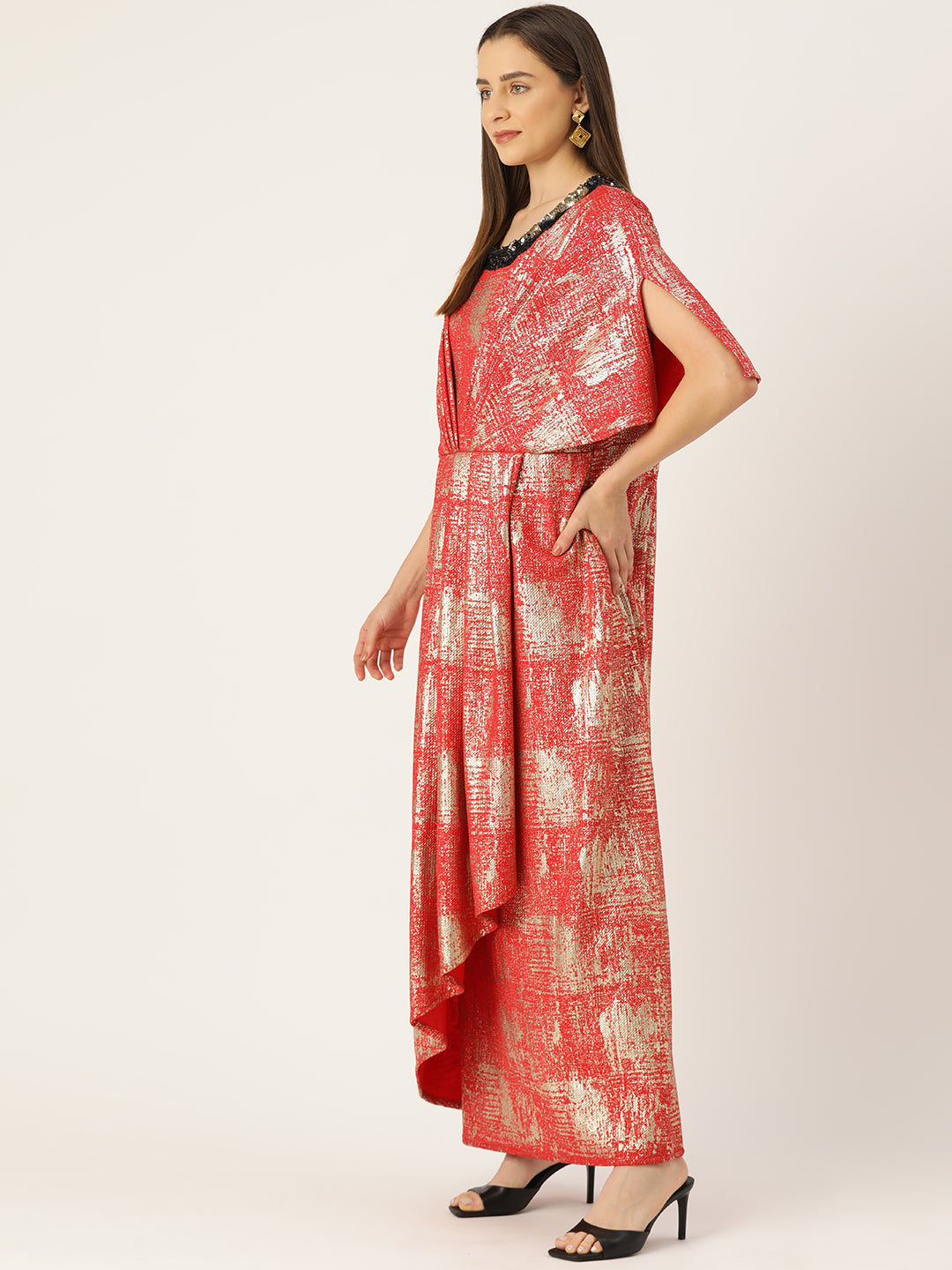 Designer Red Polyester Dress