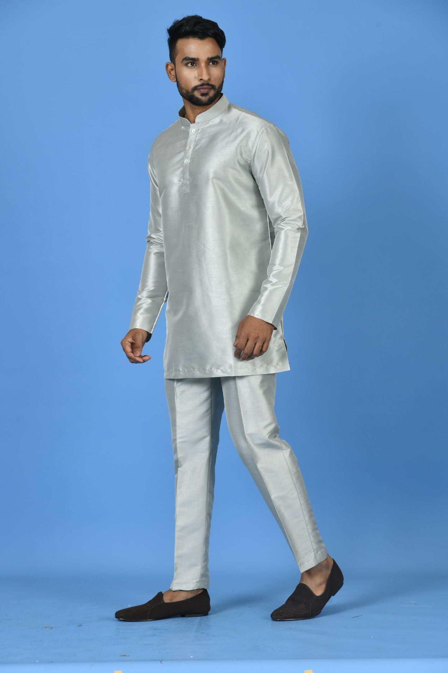 Designer Short Kurta In Grey