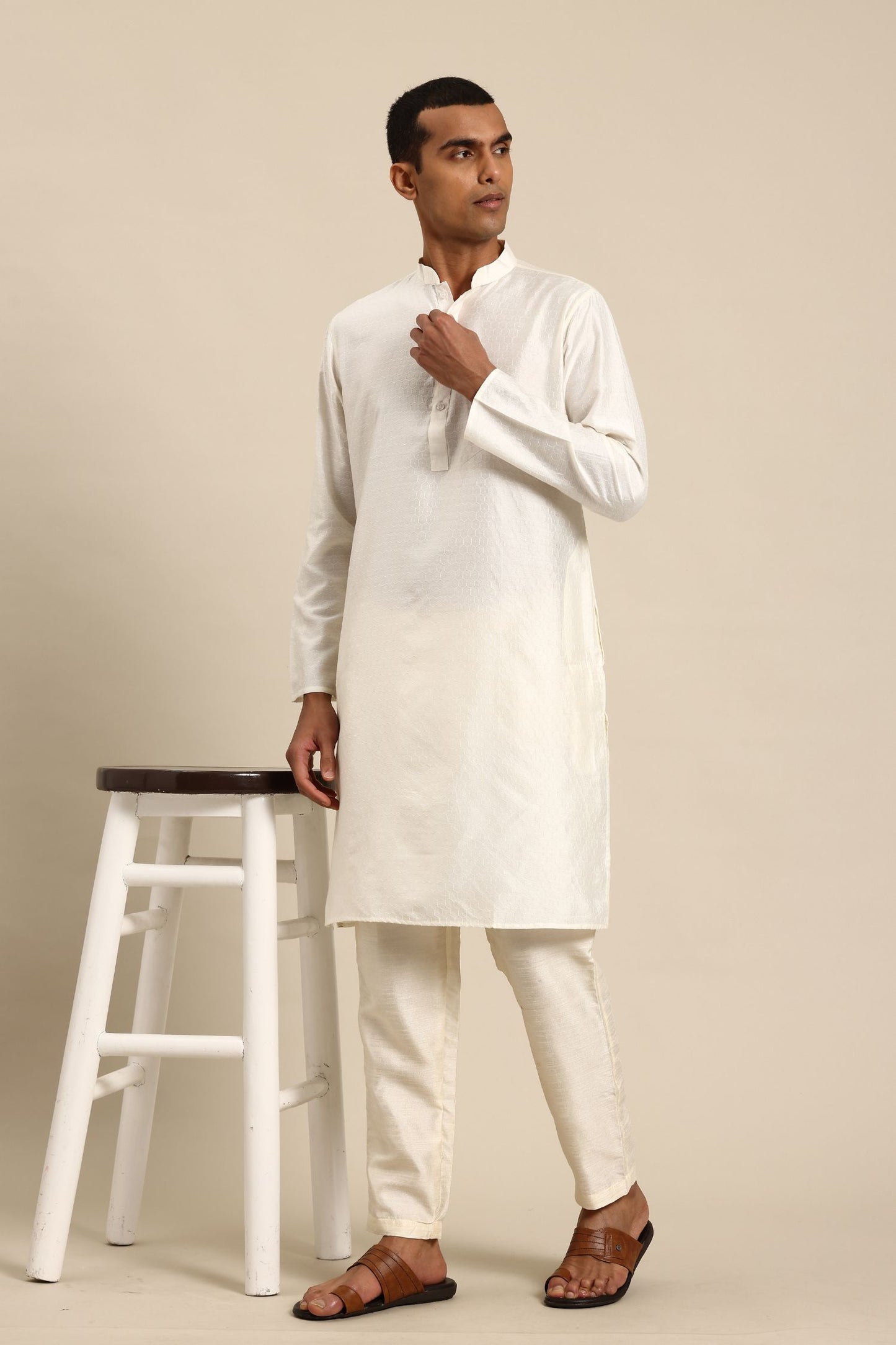 Designer Long Kurta In Cream