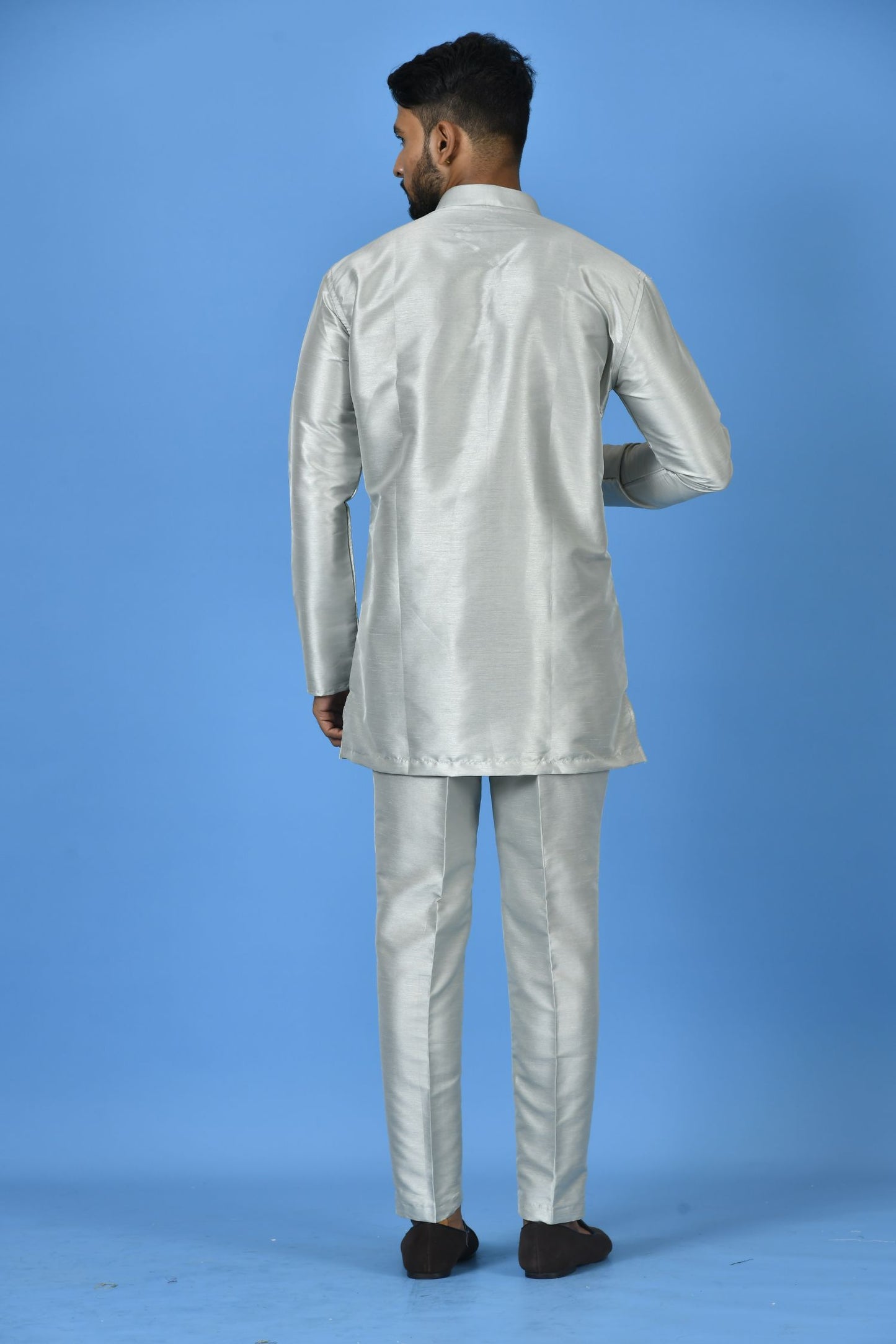 Designer Short Kurta In Grey