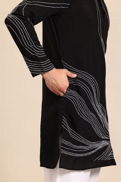 Designer Short Kurta In Black