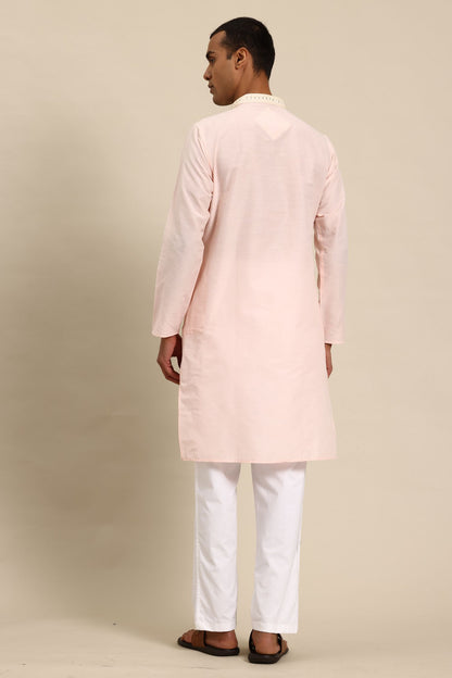 Designer Long Kurta In Baby Pink