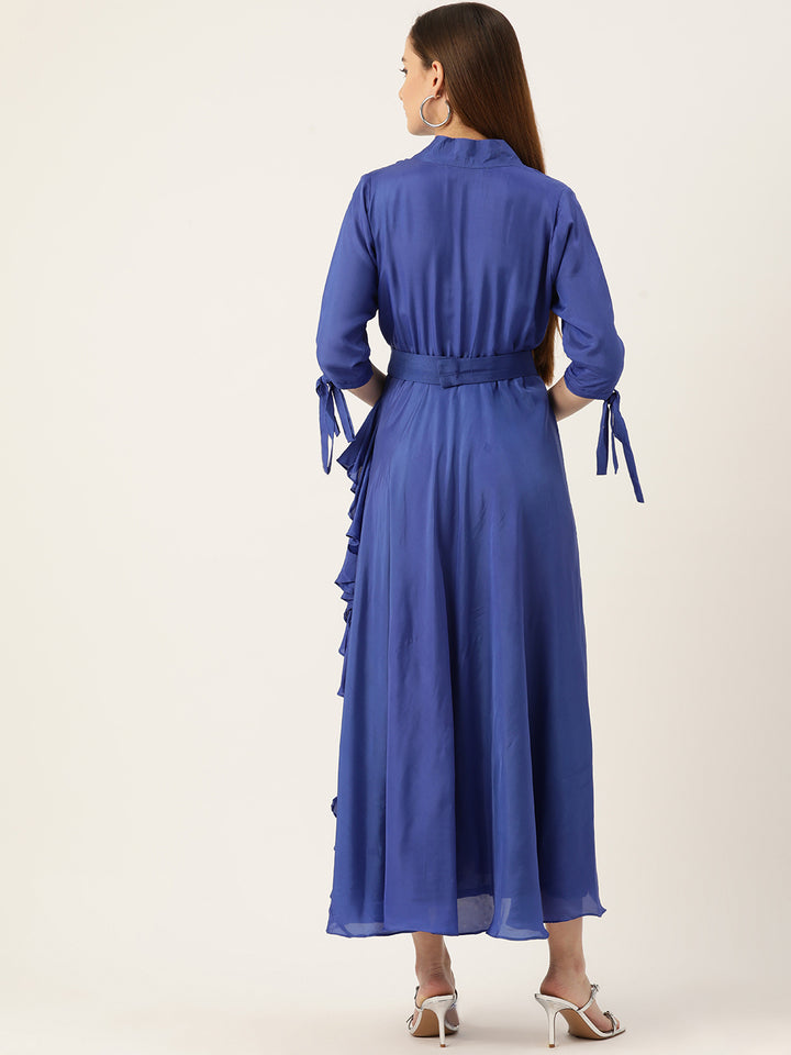 Desginer Blue Polyester Dress