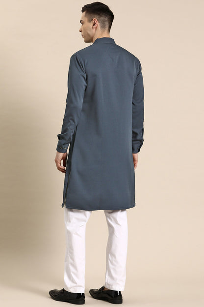 Designer long Kurta In Navy Blue