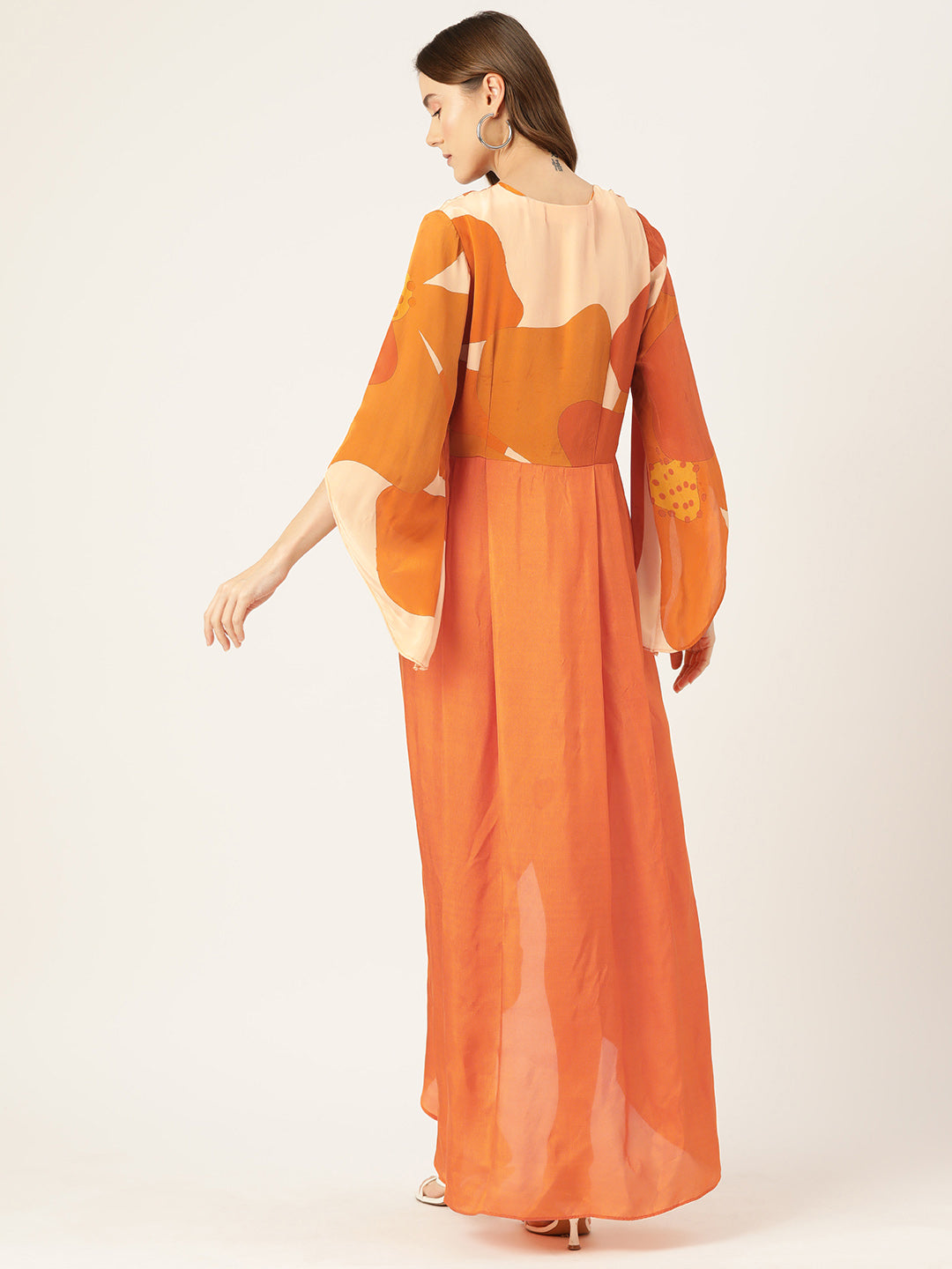 Designer Orange Chiffon Dress