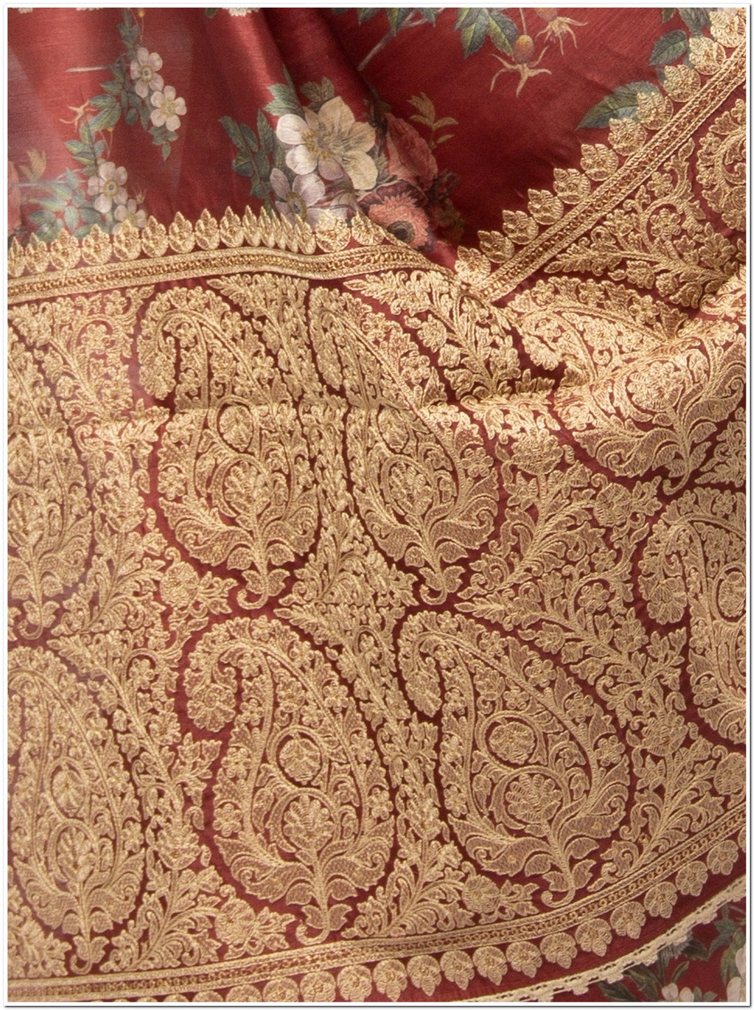 Maroon Color Tassar Saree with  Blouse Piece