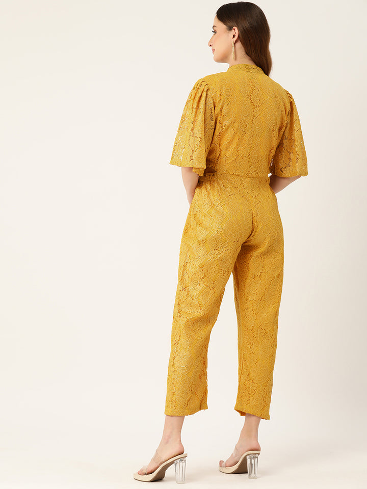 Desginer Yellow Lace Jumpsuit