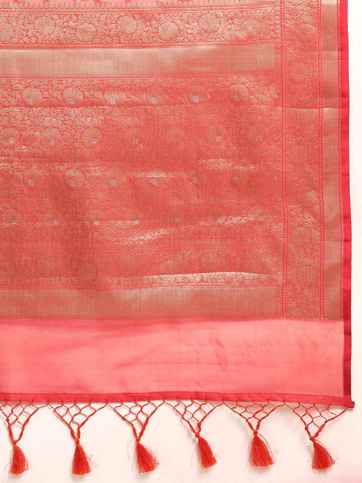 Designer Red Silk Saree