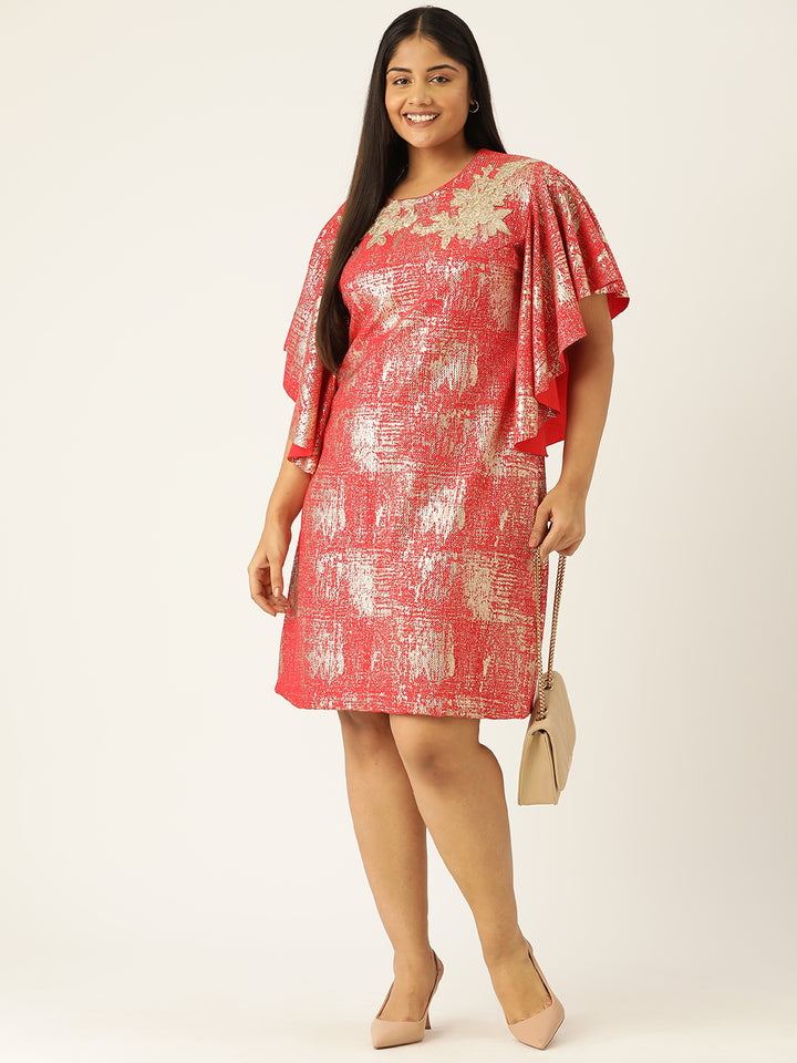 Designer Red Polyester Dress