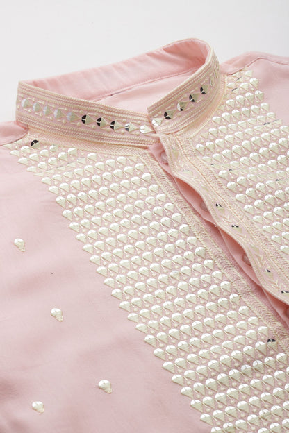 Designer Long Kurta In Baby Pink