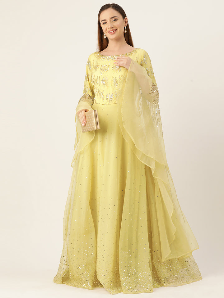 Desginer Yellow Net Gown