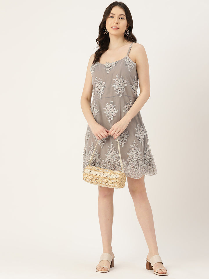 Desginer Grey Net Dress