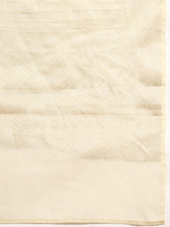 Designer Off-White Linen Blend Saree