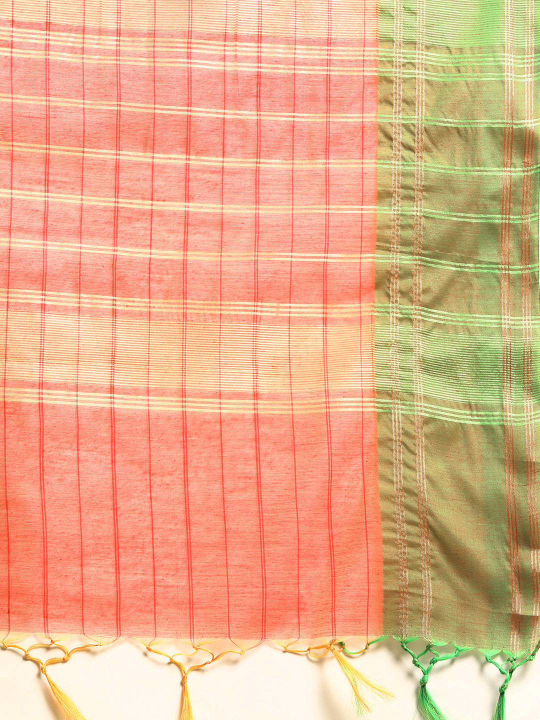 Designer Orange Linen Blend Saree