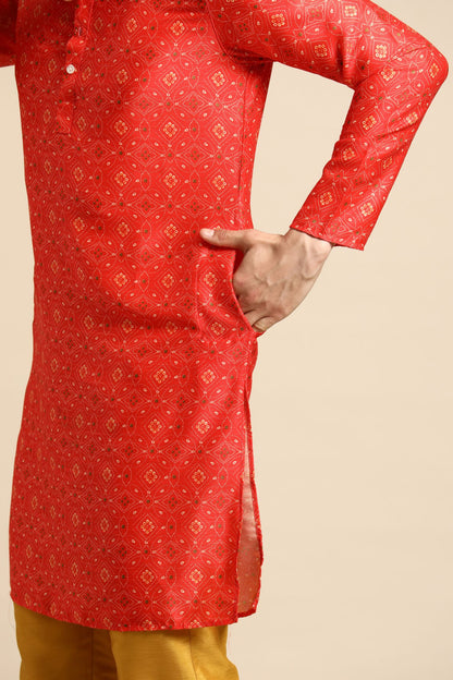 Designer Short Kurta Red