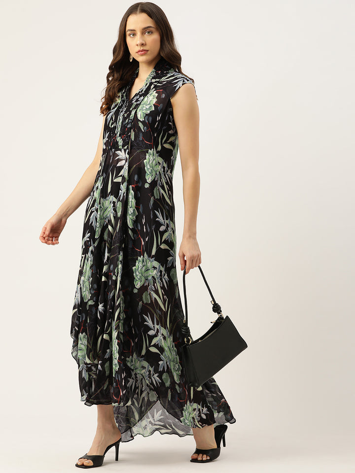 Designer Black Chiffon Dress