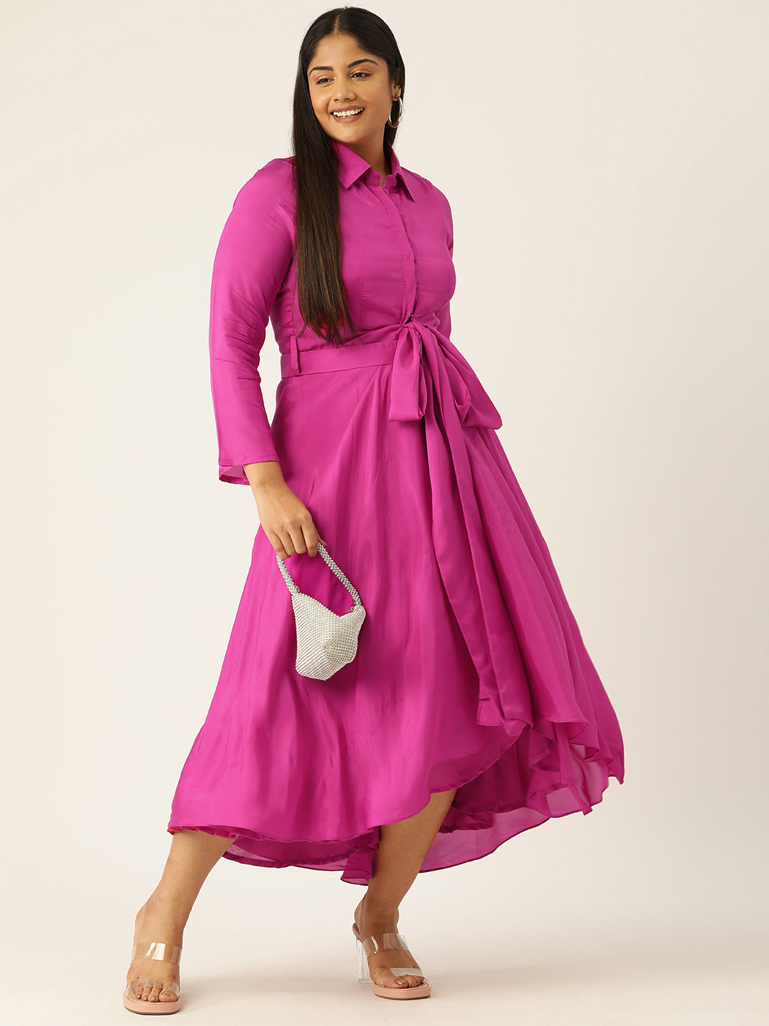 Desginer Pink Polyester Dress