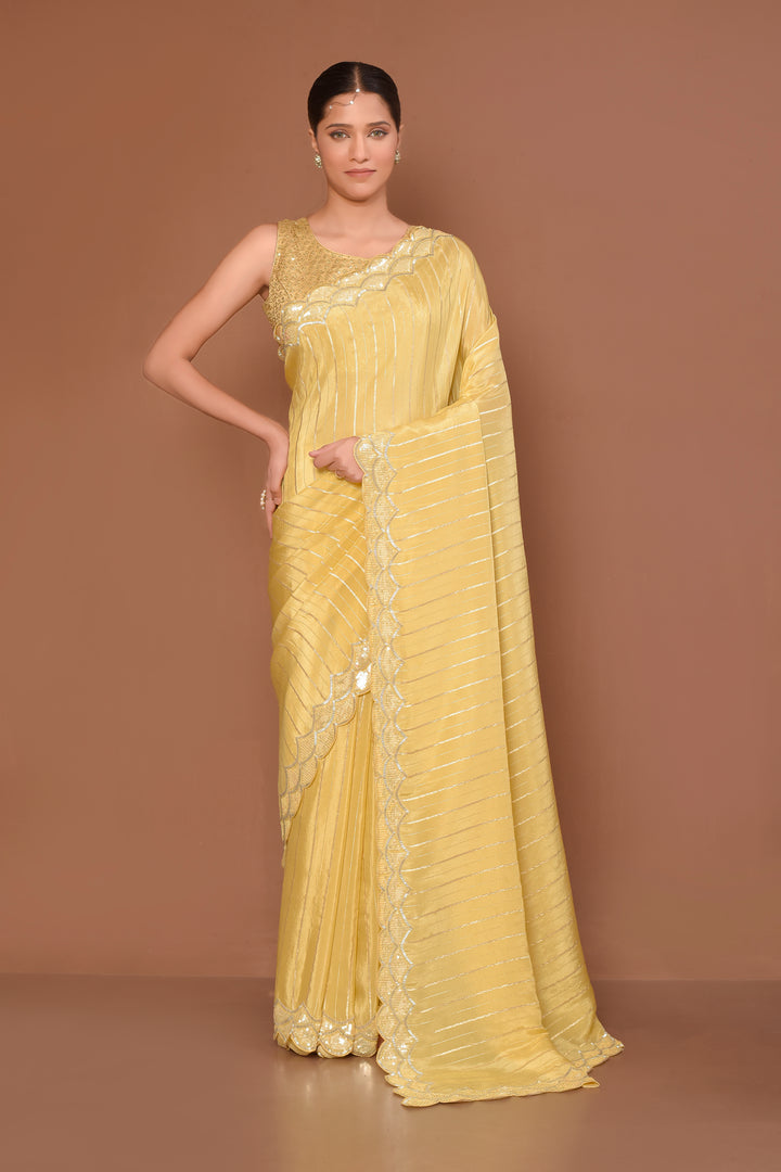 Designer Yellow Tissue Saree