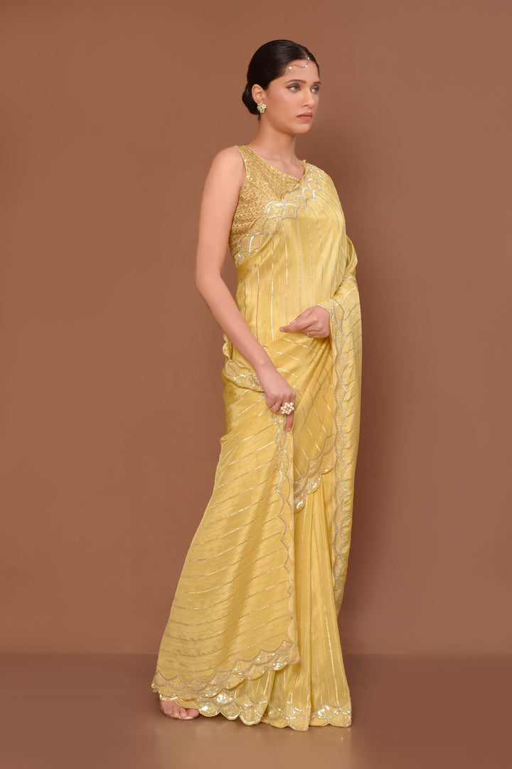 Designer Yellow Tissue Saree