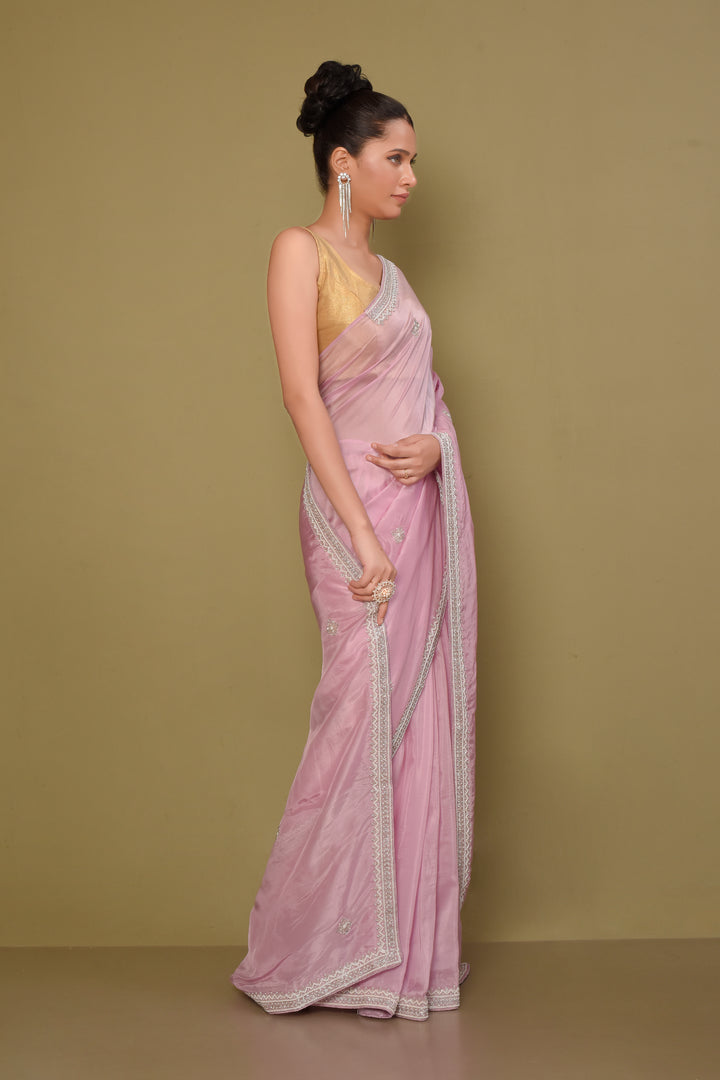 Designer Pink Tissue Saree