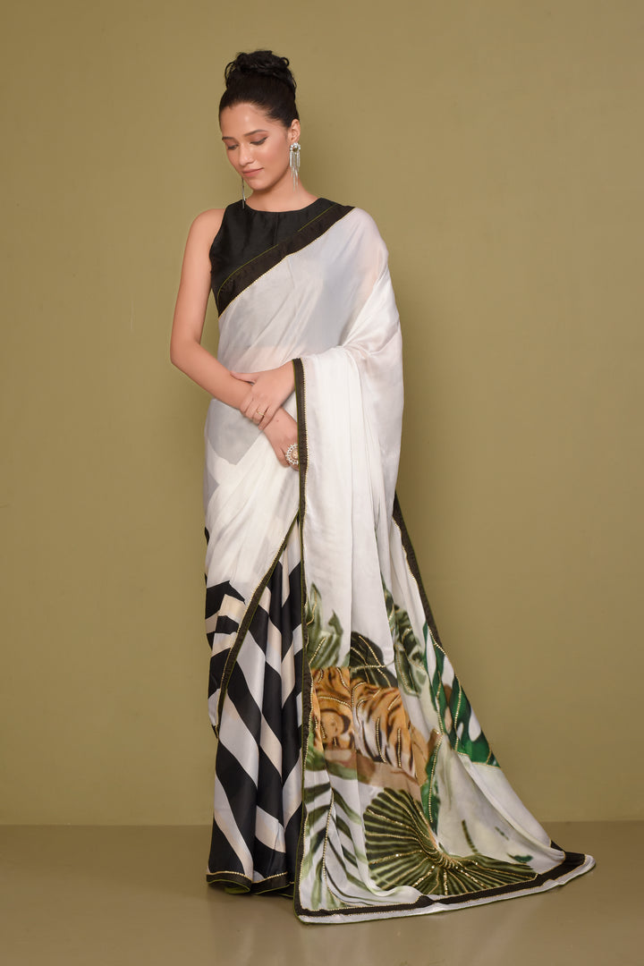 Designer White Tissue Saree