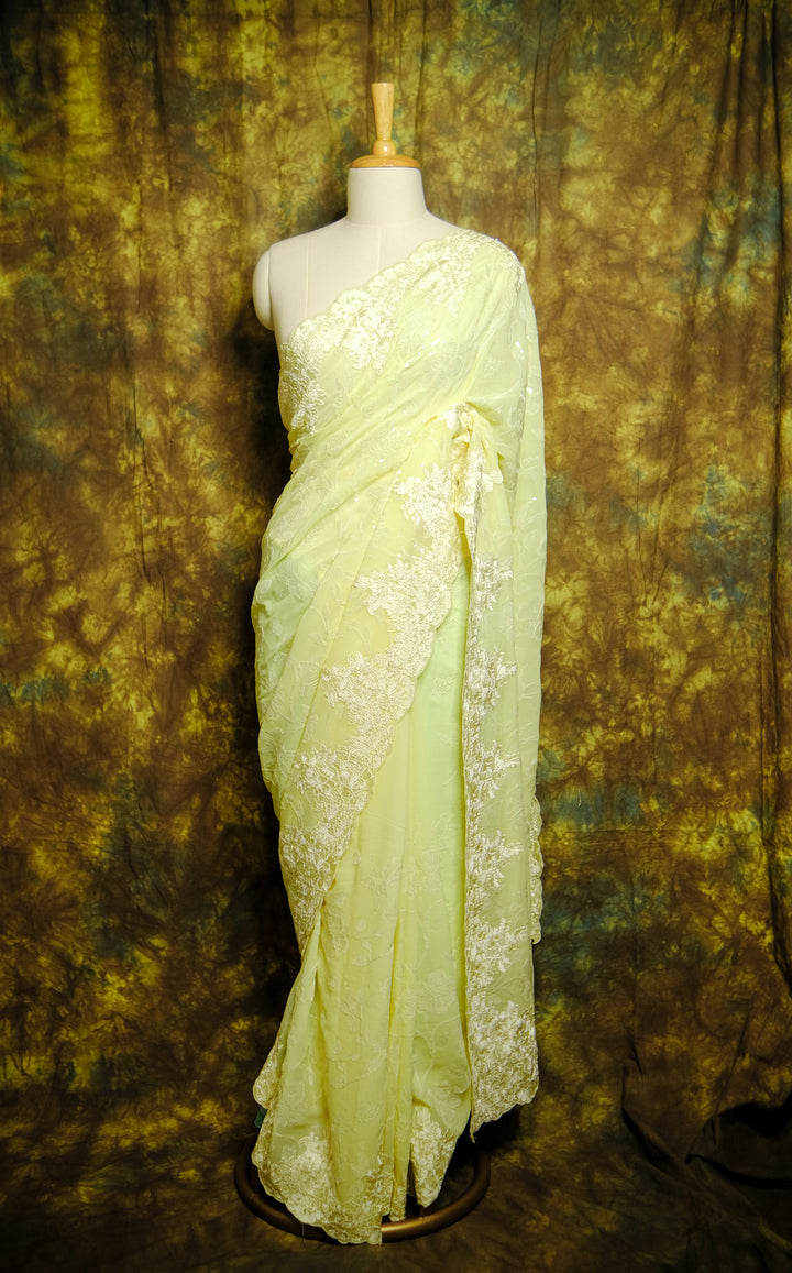 Designer Saree in Lemon Color