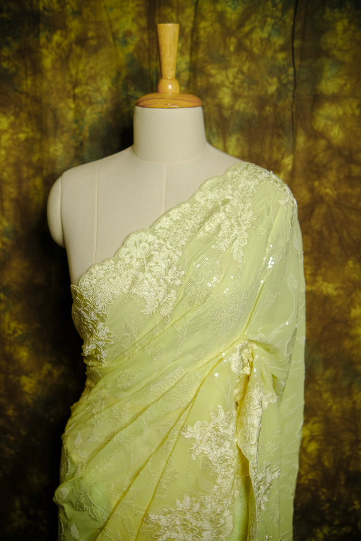 Designer Saree in Lemon Color