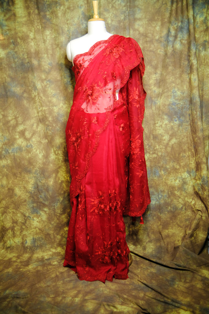 Designer Saree in Red Color