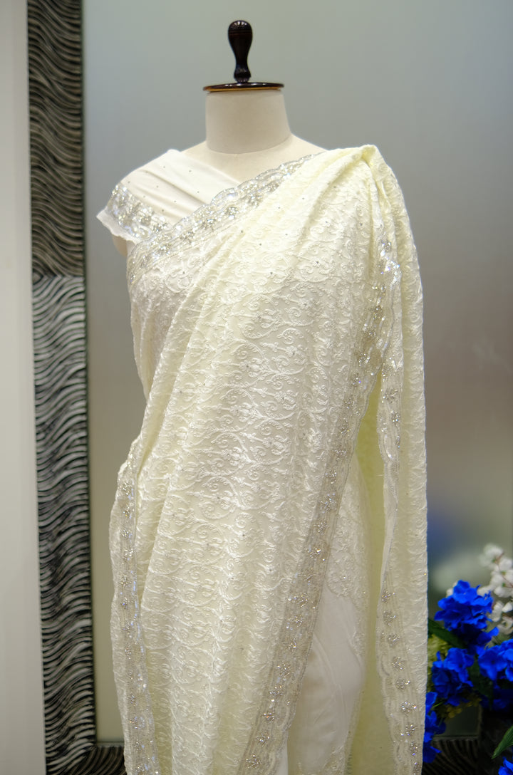 Designer Saree In Off-White