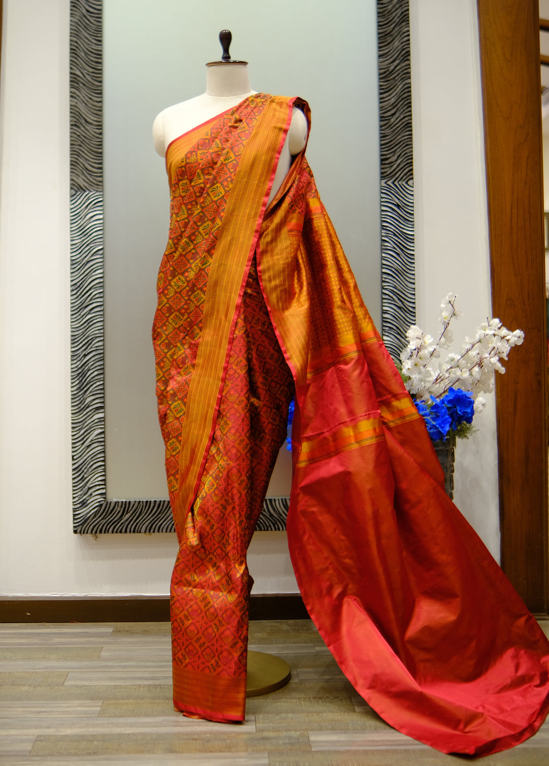Designer Saree In Orange Color