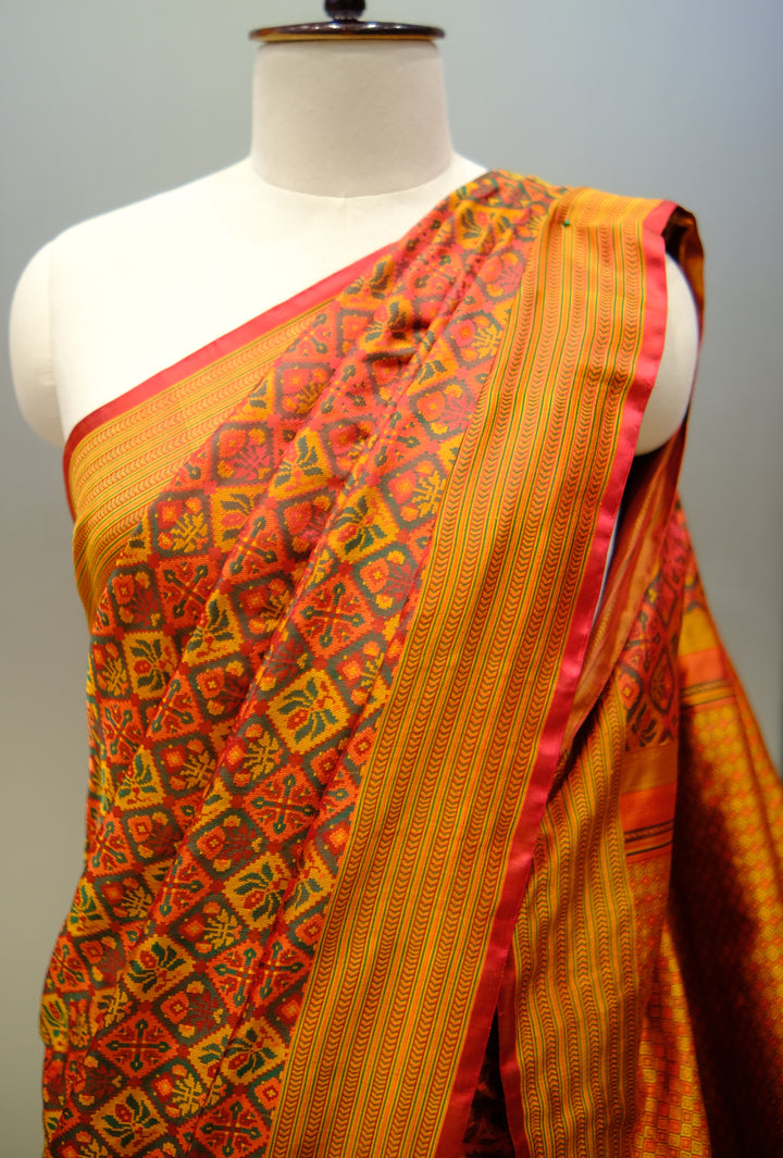 Designer Saree In Orange Color