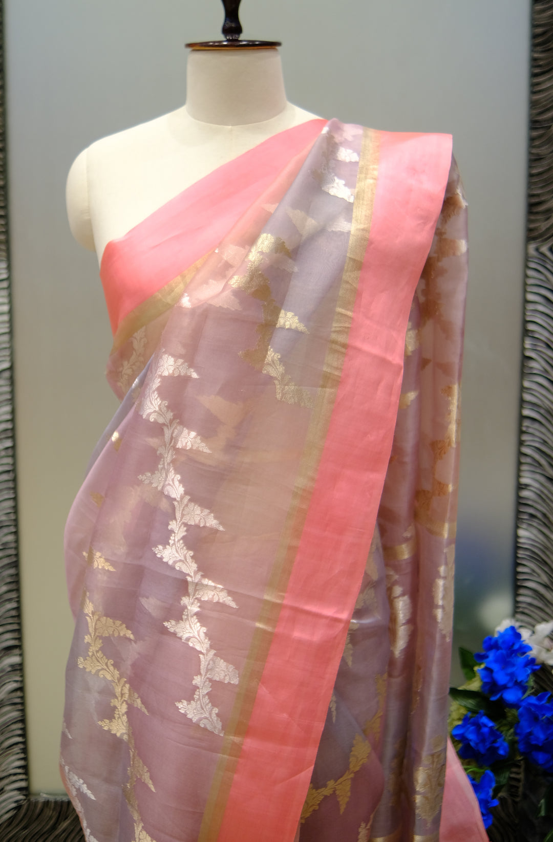 Designer Sulk Saree In Pink & Lavender Color