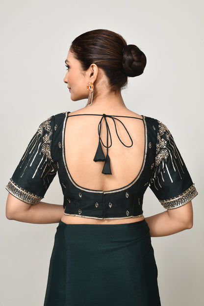 Designer Wear  Green  Chinon Chiffon Drape Saree