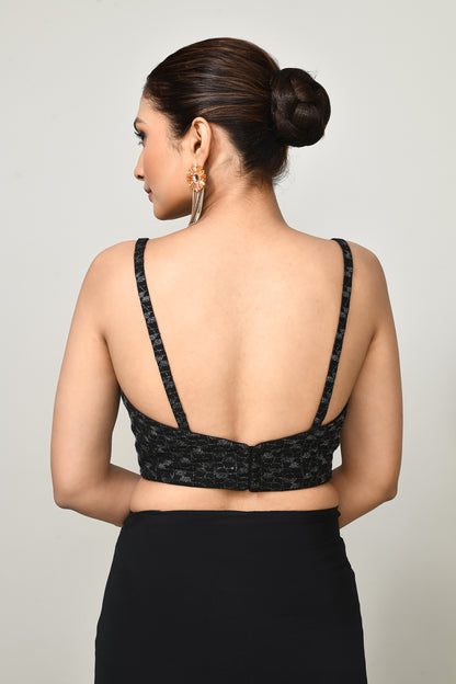 Designer Wear  Black Chinon Chiffon Drape Saree