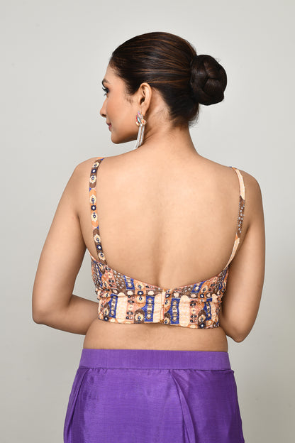 Designer Wear Purple  Chinon Chiffon & Tissue Drape Saree