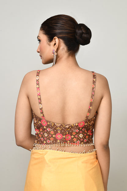 Designer Wear Yellow Simmer Drape Saree