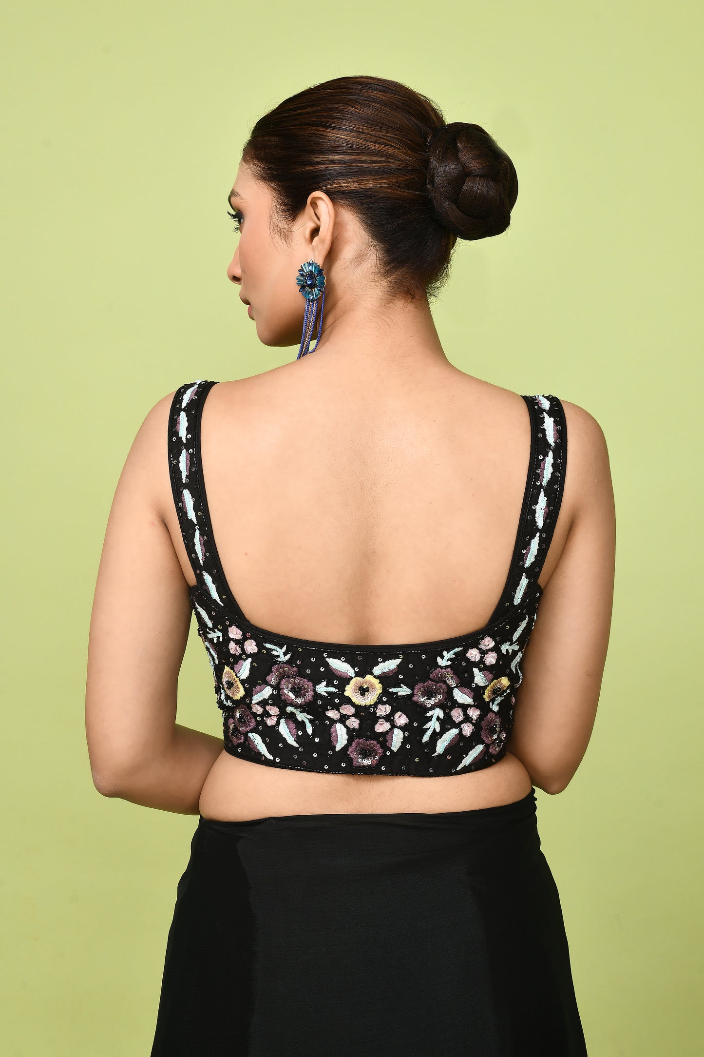 Designer Wear  Black  Chinon Chiffon Drape Saree