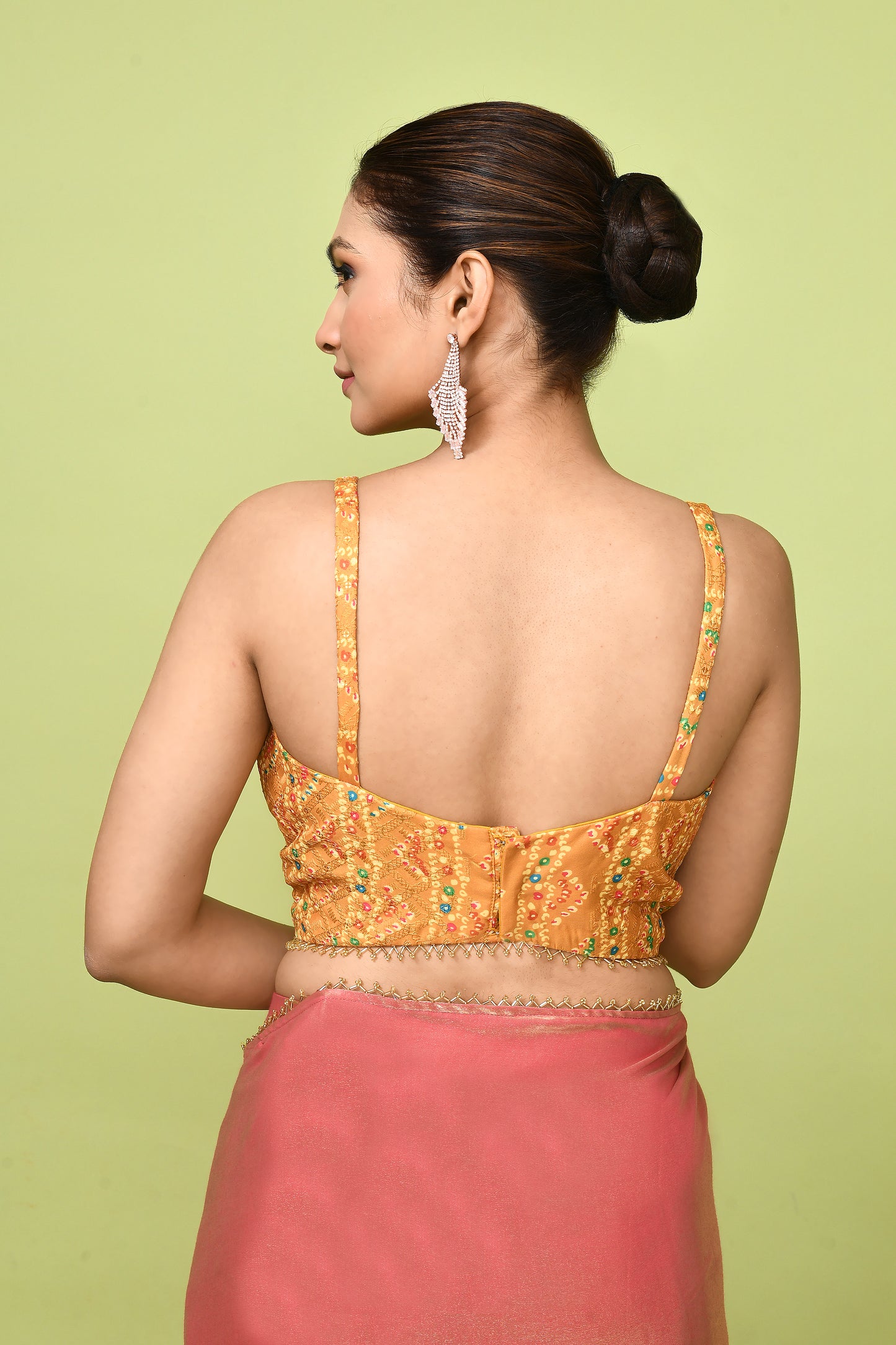 Designer Wear Peach Simmer Drape Saree