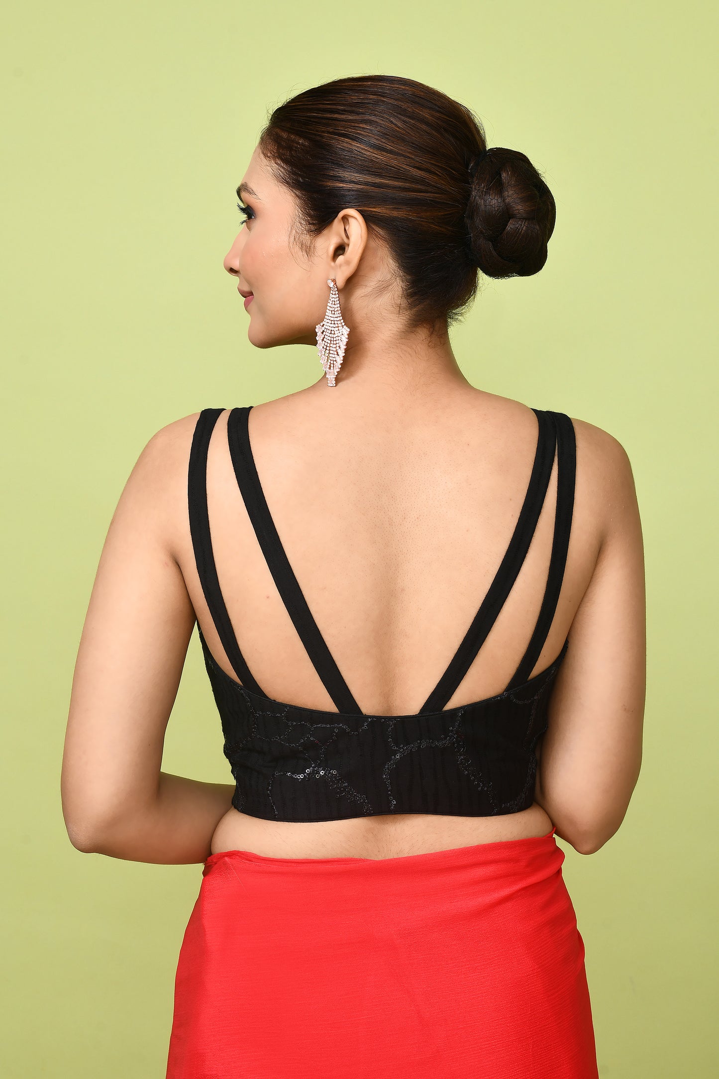 Designer Wear  Red Chinon Chiffon Drape Saree