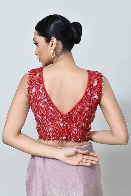 Designer Wear Light Pink Shimmer Chiffon Drape Saree