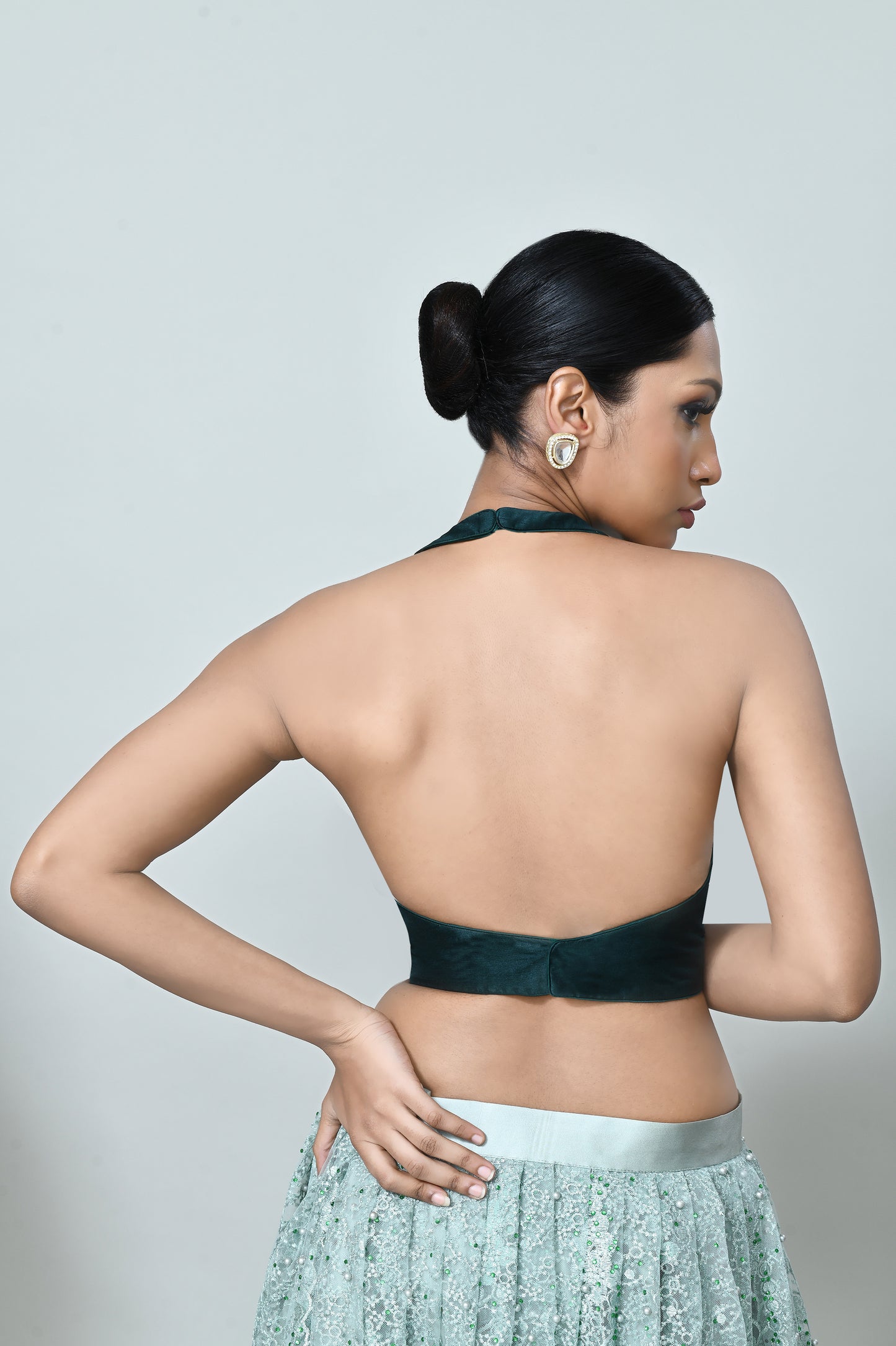 Designer Wear Sea Green Embroidered Net Lehenga Set