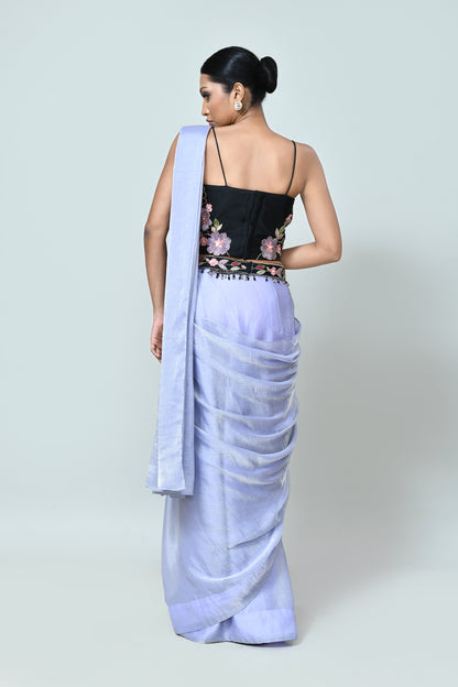 Designer Wear Sky Blue Shimmer Chiffon Drape Saree