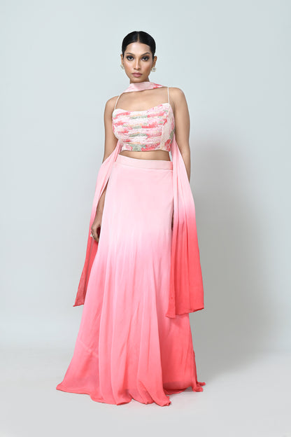 Designer Wear Peach Pink Lehenga Set