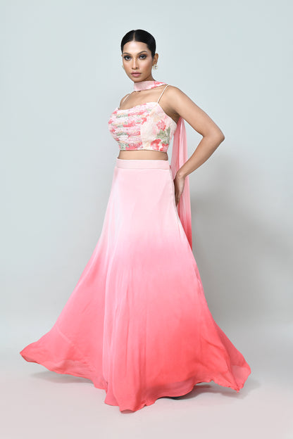 Designer Wear Peach Pink Lehenga Set